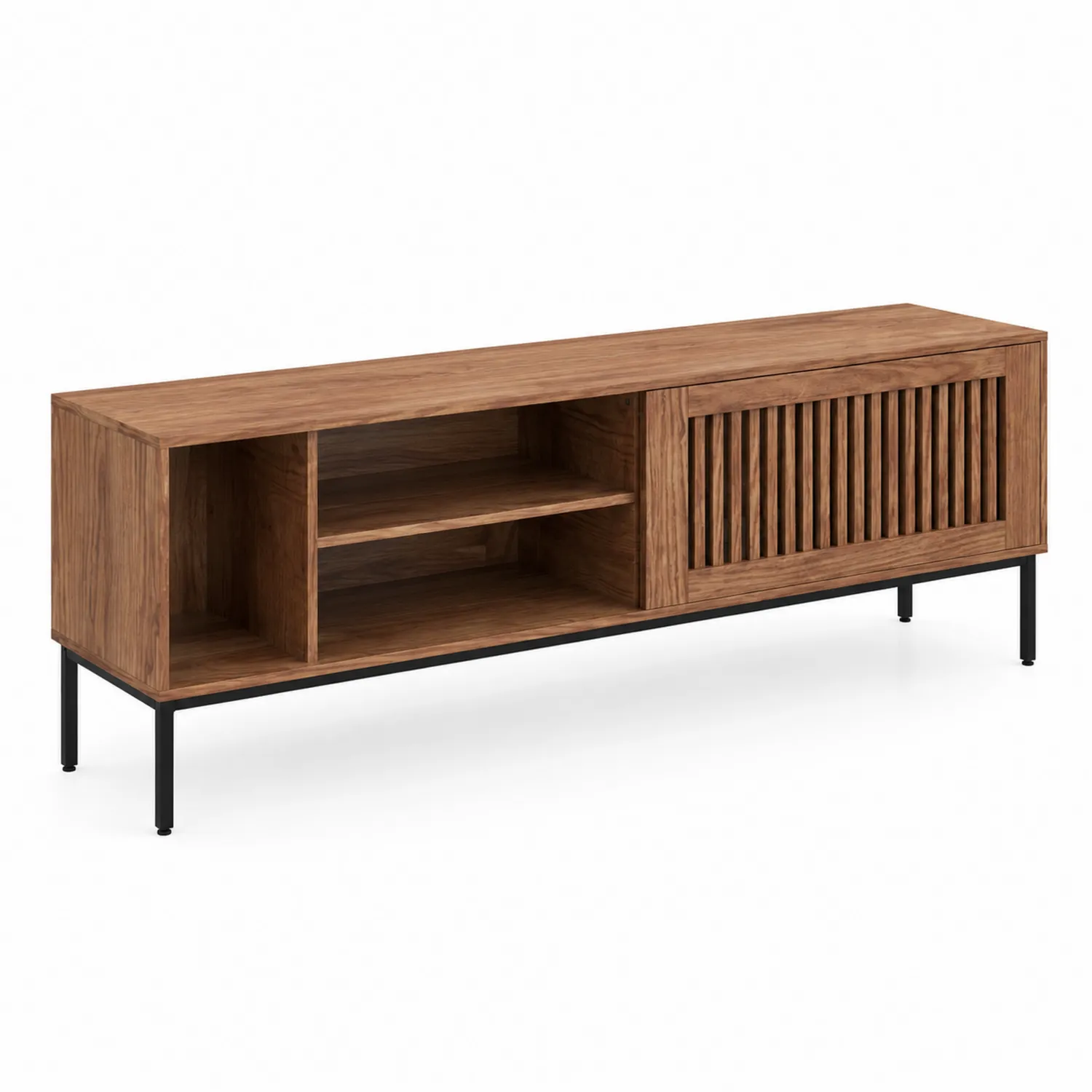 Mobile TV in Legno con Anta e Scaffali 120x40x50 cm
