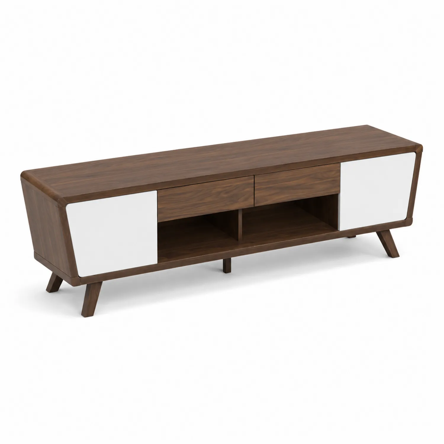 Mobile TV in legno di noce e MDF bianco 150x40x50 cm