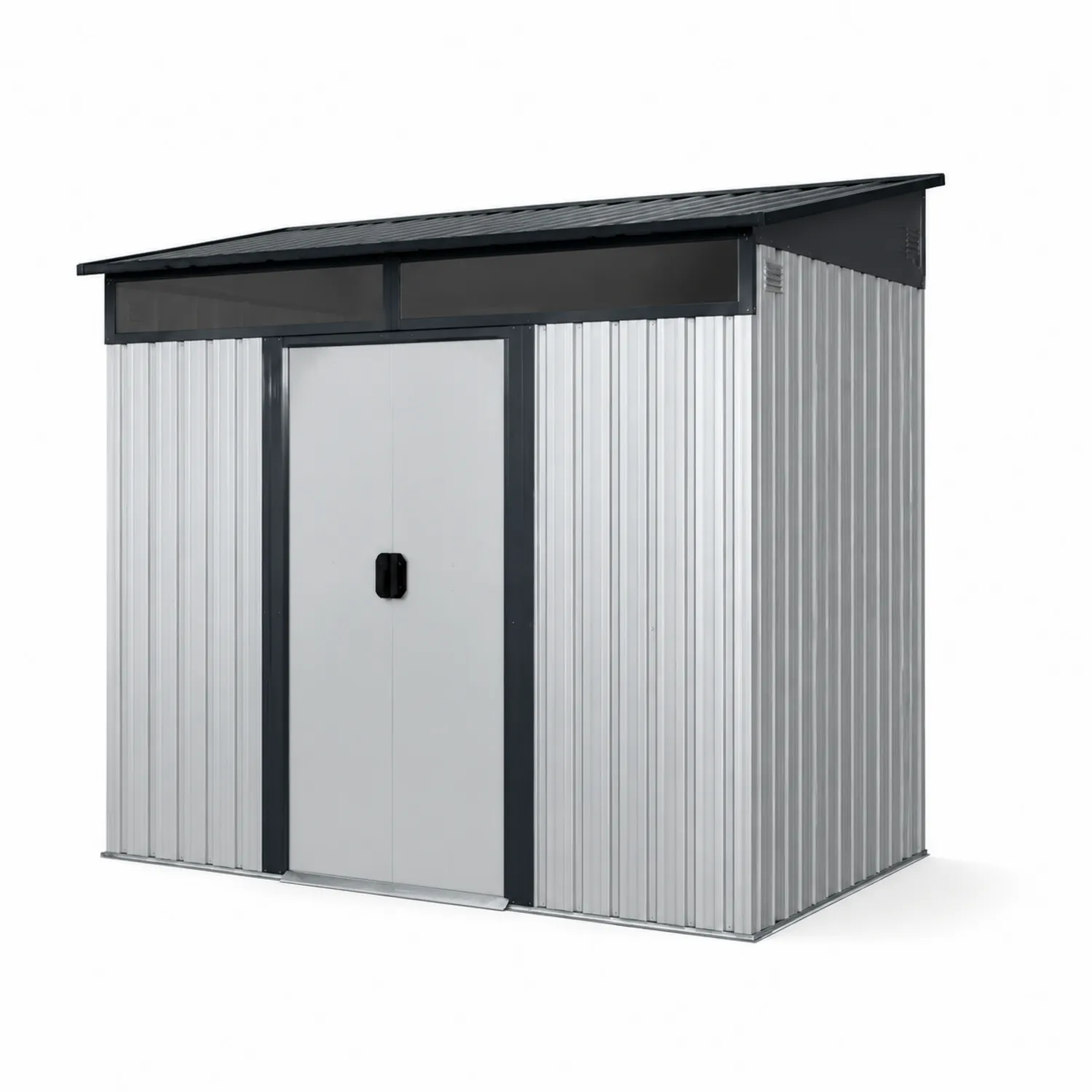 Casetta da giardino in acciaio zincato 240x130x188 cm Grigio e Antracite