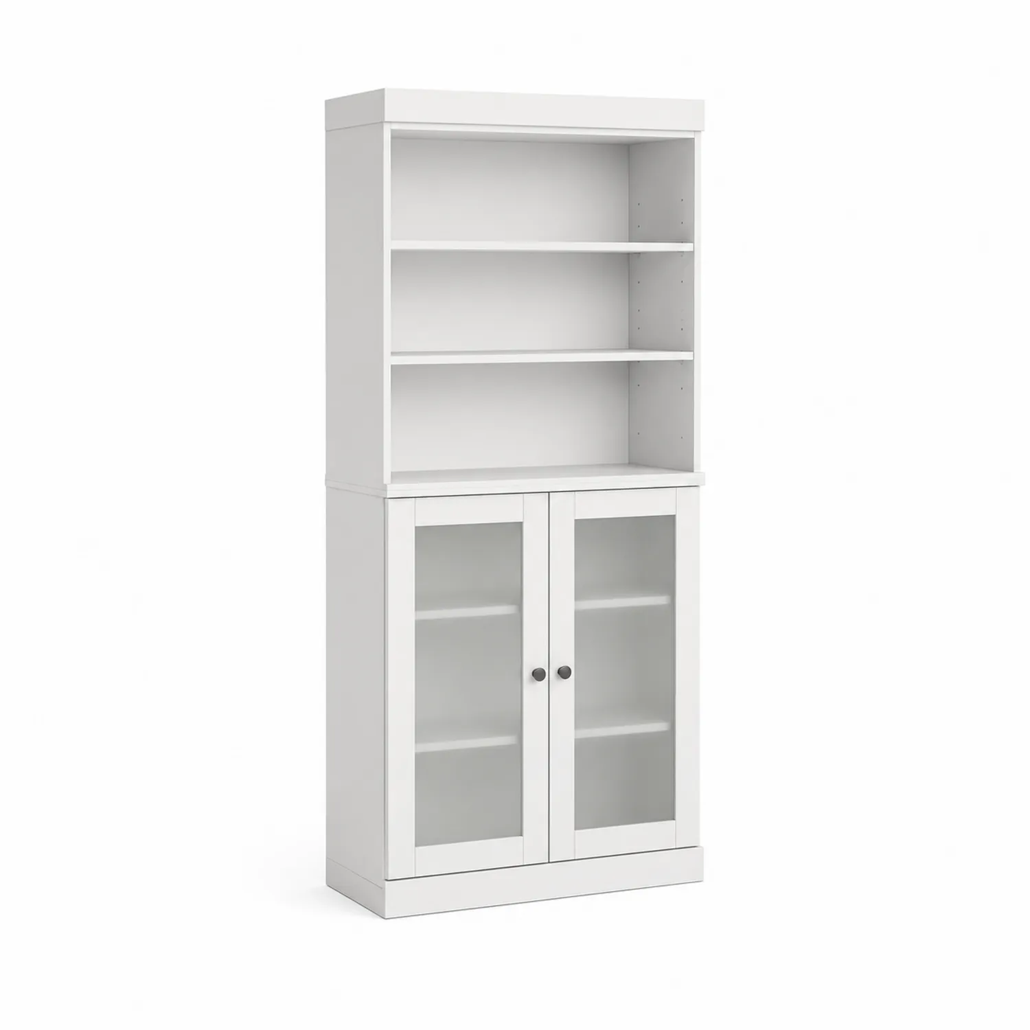 Dispensa in legno con ante in vetro temperato, bianco