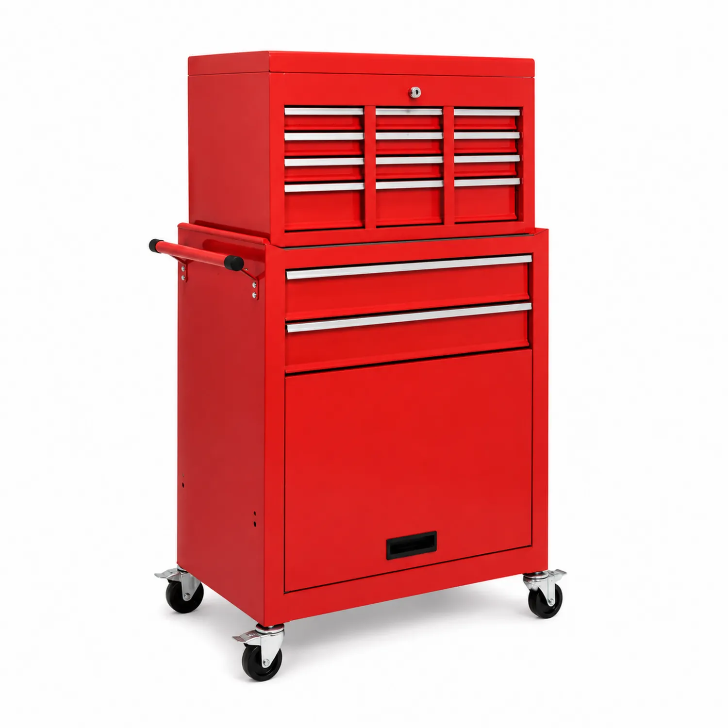 Carrello Portautensili Metallo Rosso con 10 Cassetti e Ruote