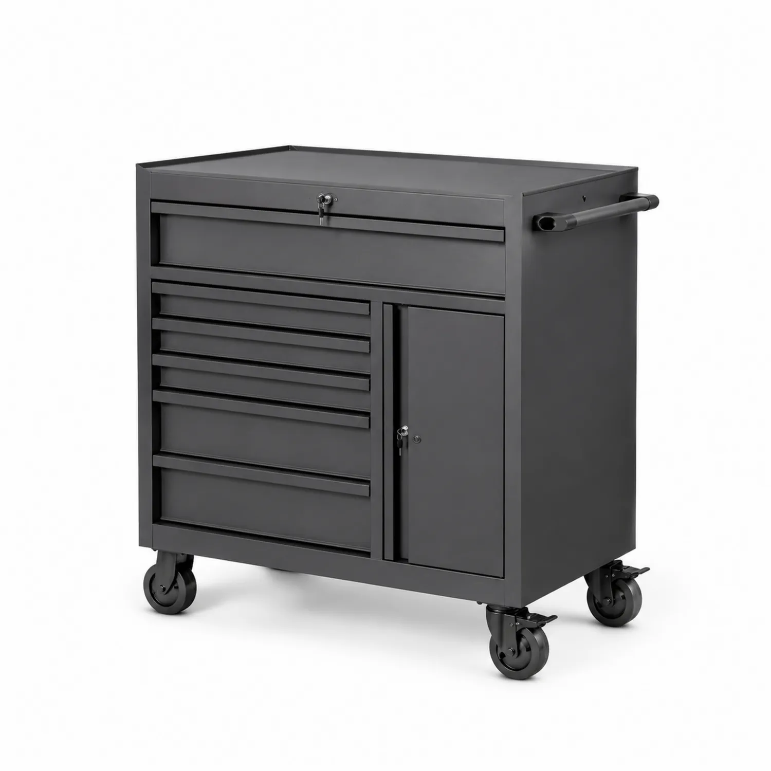 Carrello Portautensili in Acciaio Grigio con Cassetti e Armadietto