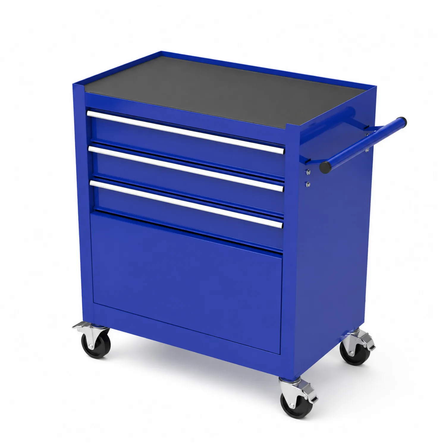 Carrello Portautensili con 3 Cassetti Metallo Blu con Ruote 60x33x76 cm