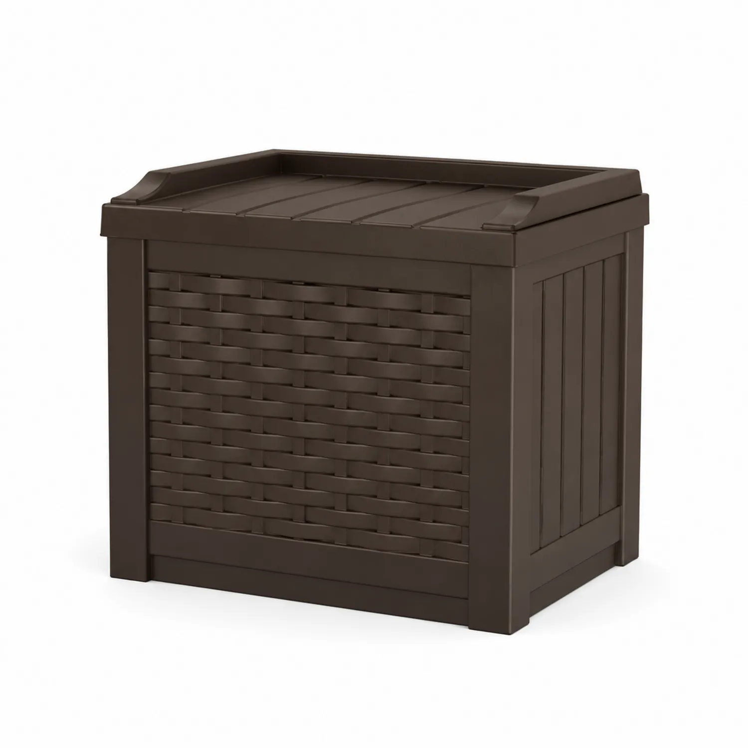 Cassapanca in Plastica Polipropilene Intrecciato Marrone 60x50x55cm