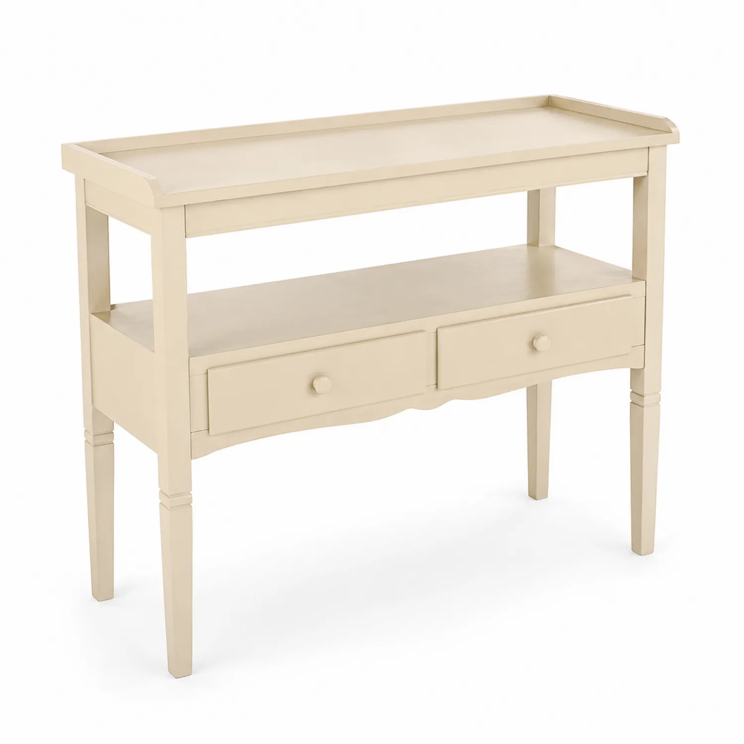 Consolle in Legno di Pino con Due Cassetti e Ripiano Beige