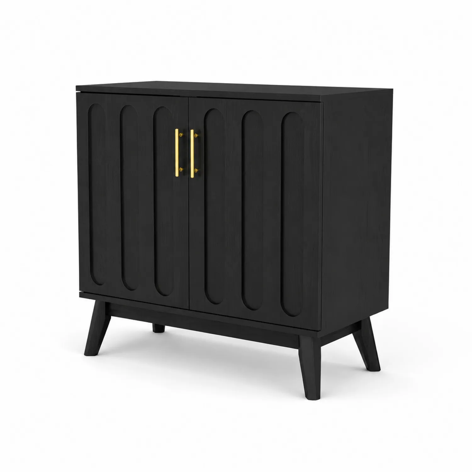 Credenza in Legno con Ante e Maniglie Dorate