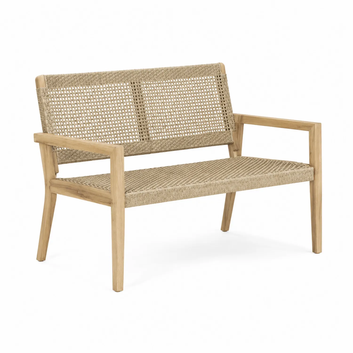Divano in legno di teak e rattan naturale