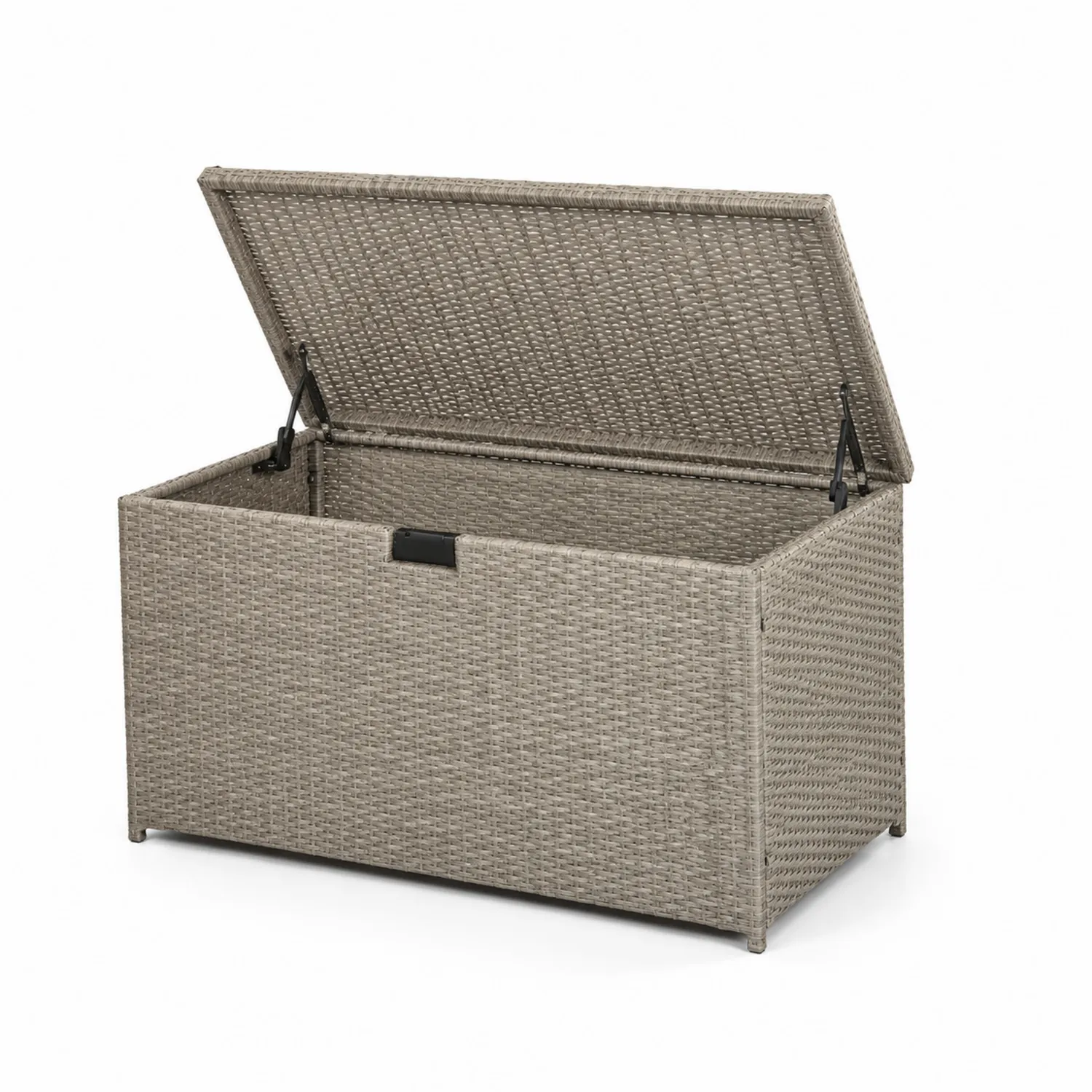 Cassapanca in Rattan Sintetico con Coperchio in Acciaio Grigio