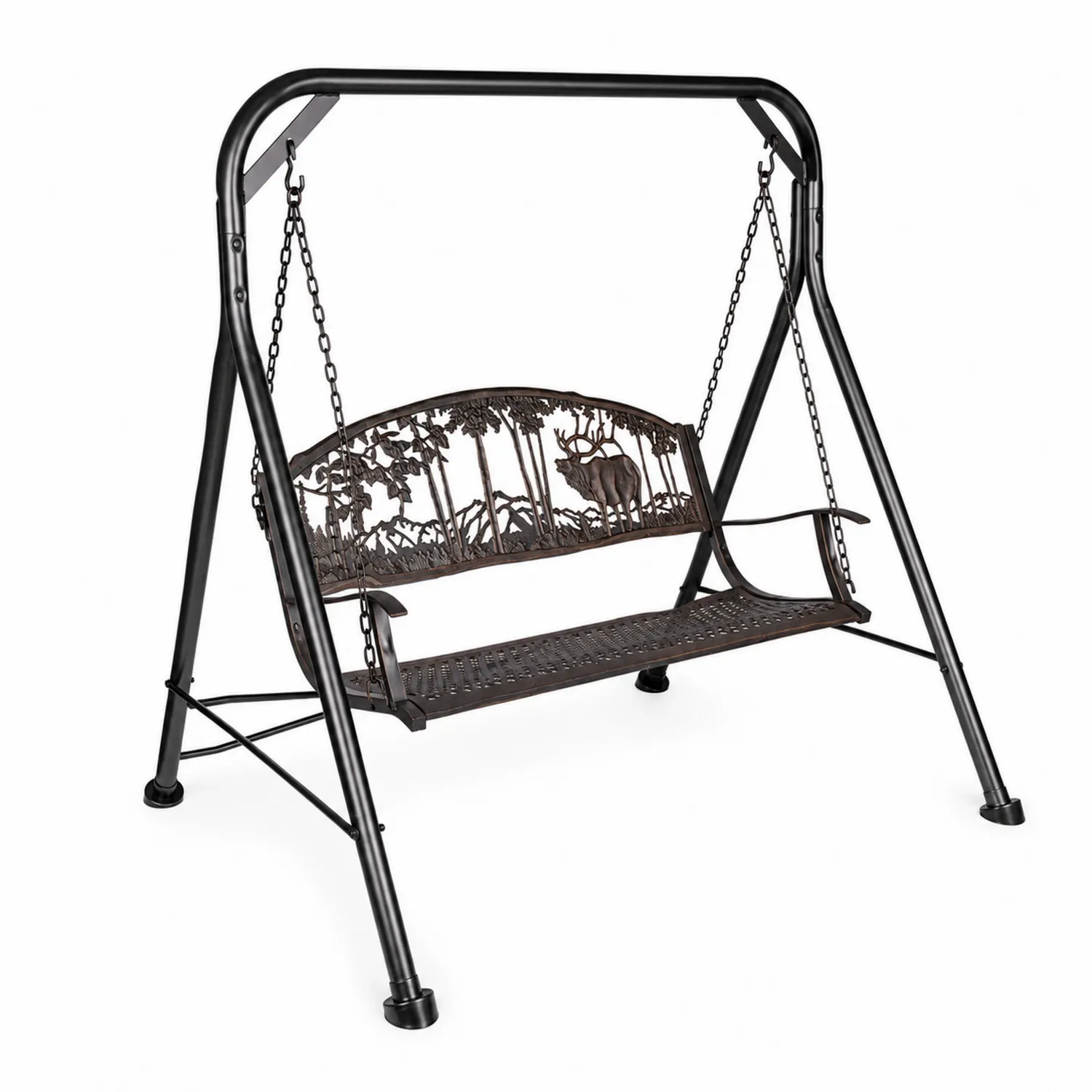 Altalena da Giardino in Metallo, 200 kg, Nero/Marrone