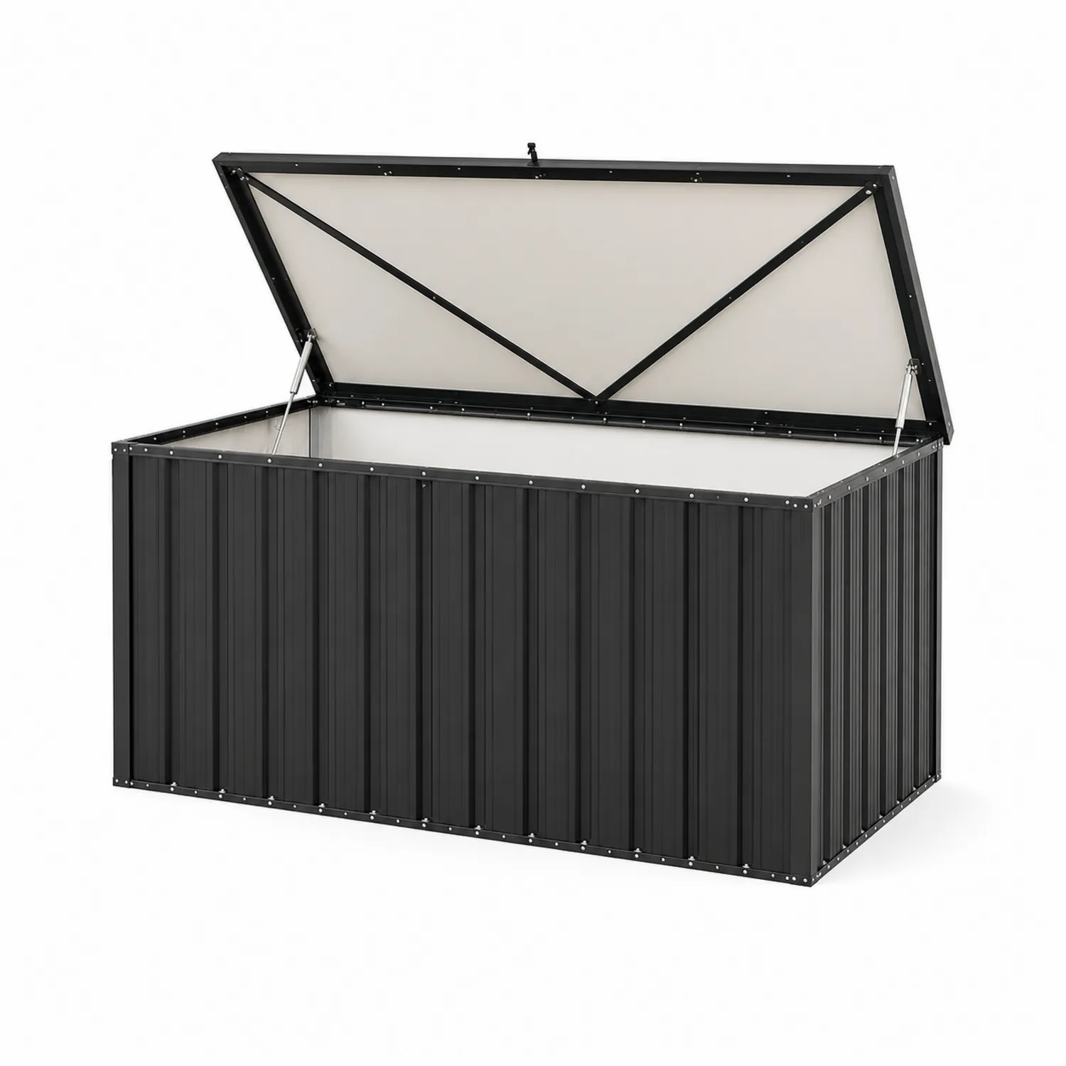 Cassapanca in Acciaio Zincato Nero 120x60x63 cm