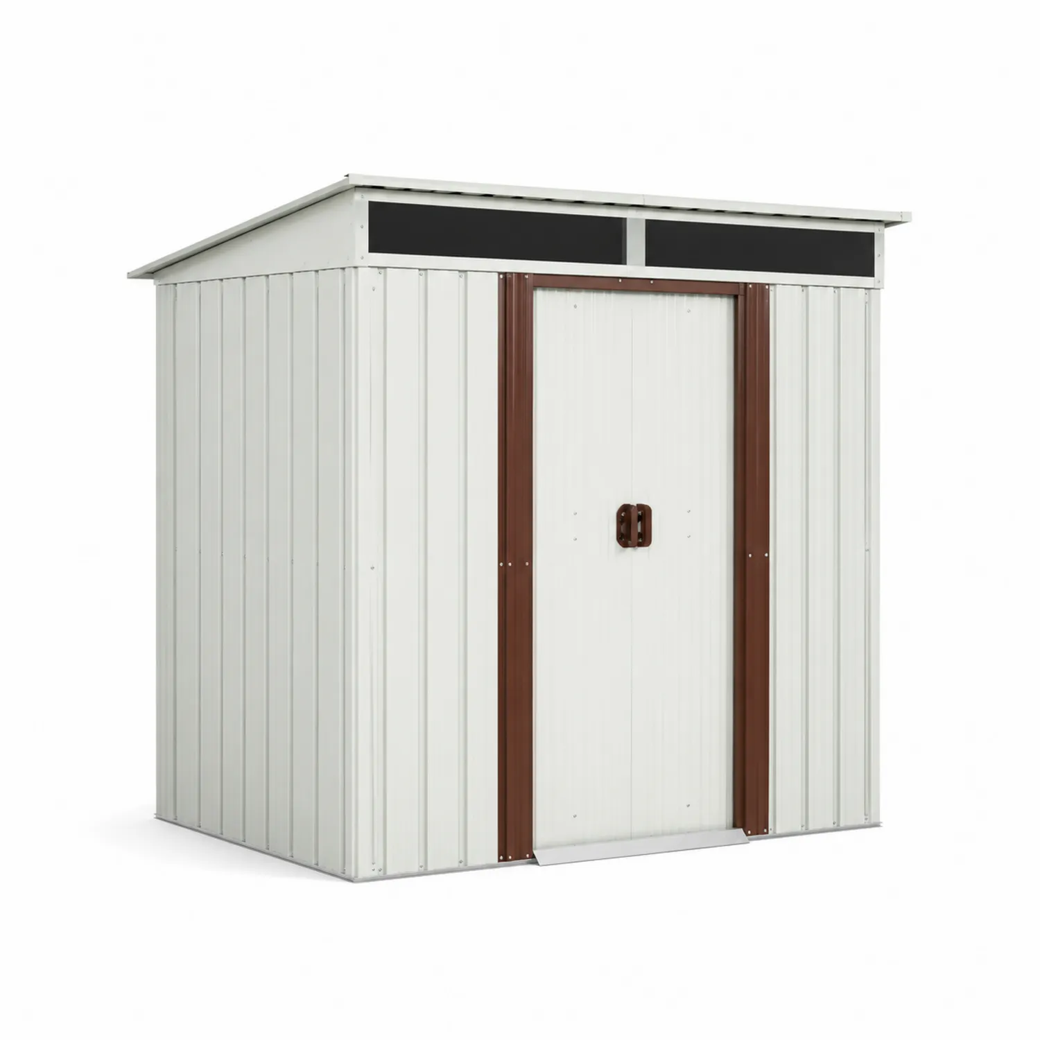Casetta da giardino in acciaio 195x122x180 cm Bianco/Marrone