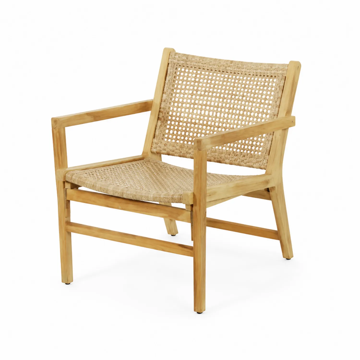 Poltrona in Legno di Teak e Rattan Naturale