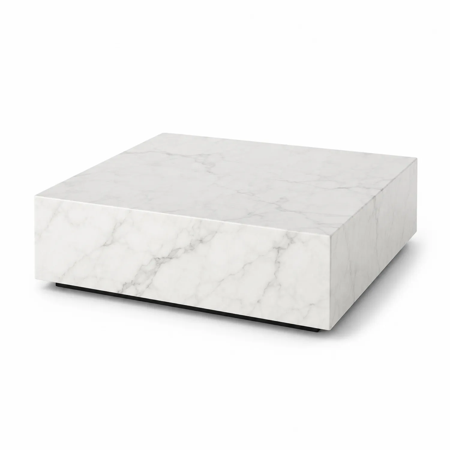 Tavolino da caffè in marmo bianco con struttura interna in legno 80x80x25cm