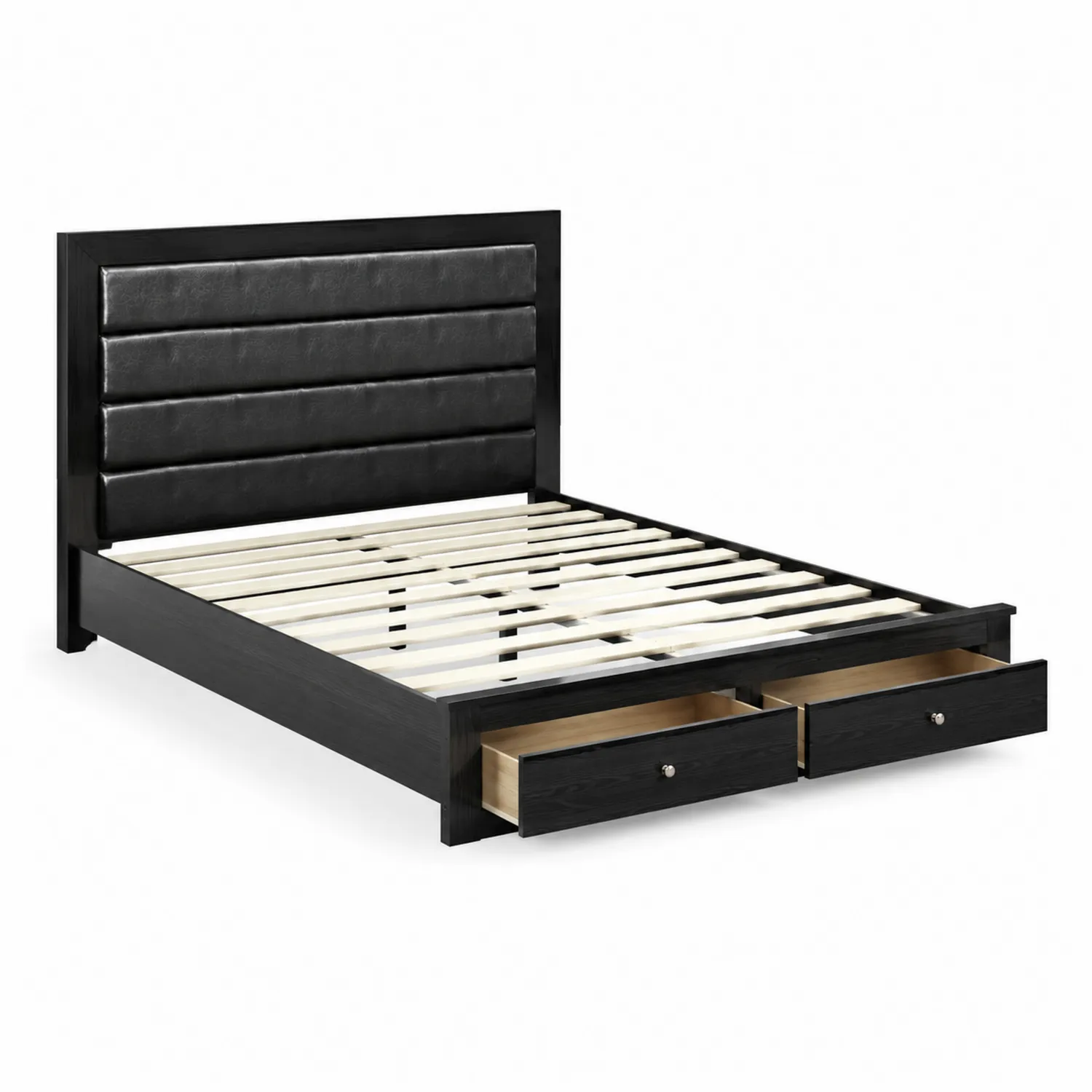 Letto in ecopelle con cassetti Nero 200x160cm
