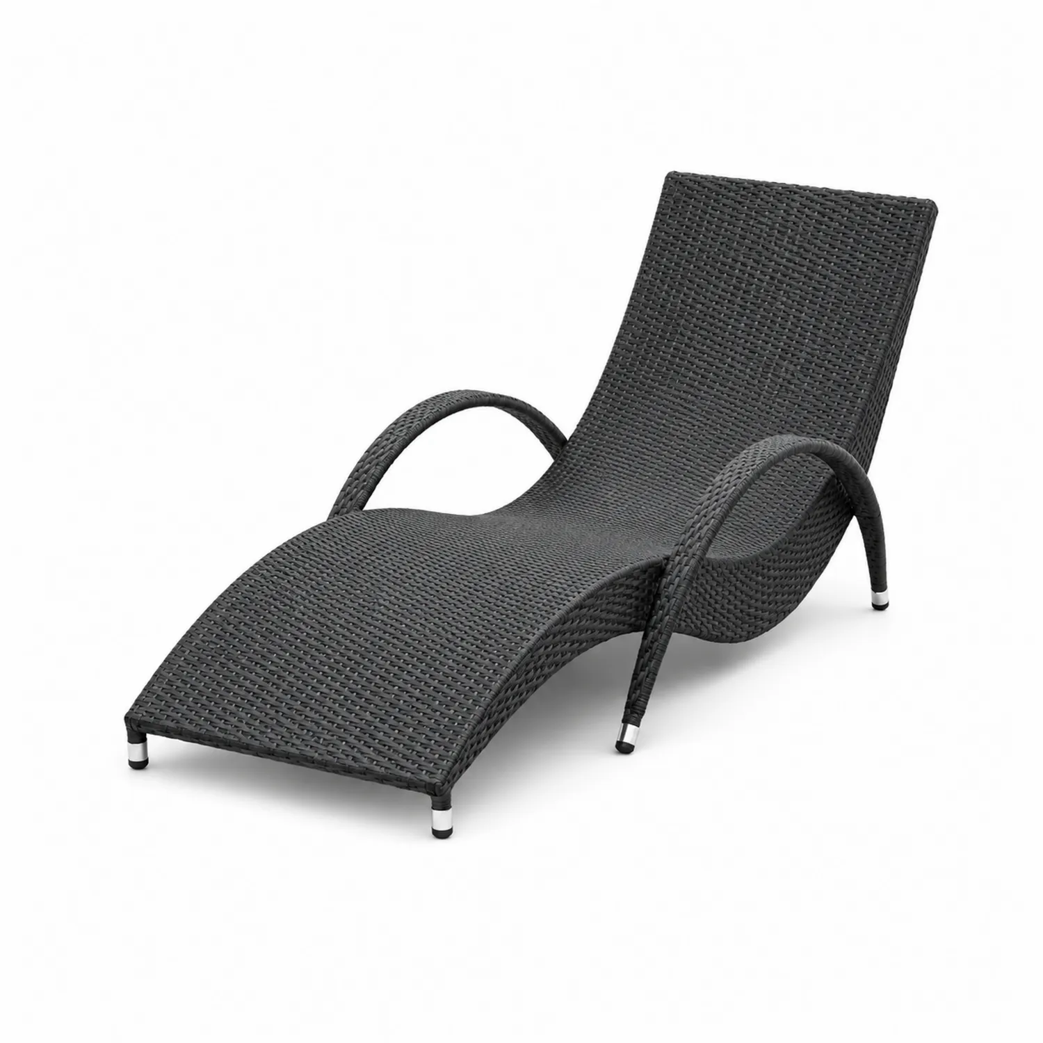 Sdraio in Rattan Sintetico Nero, 200 cm