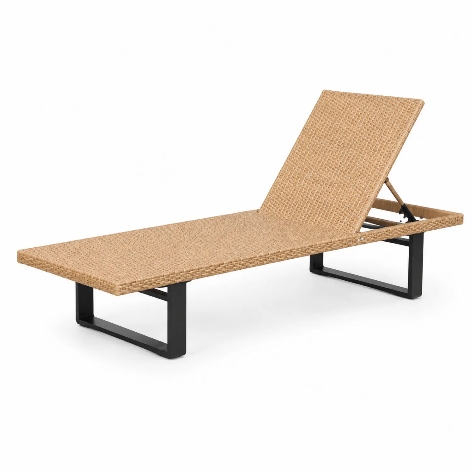 Sdraio in Rattan Sintetico Regolabile con Struttura in Metallo Beige