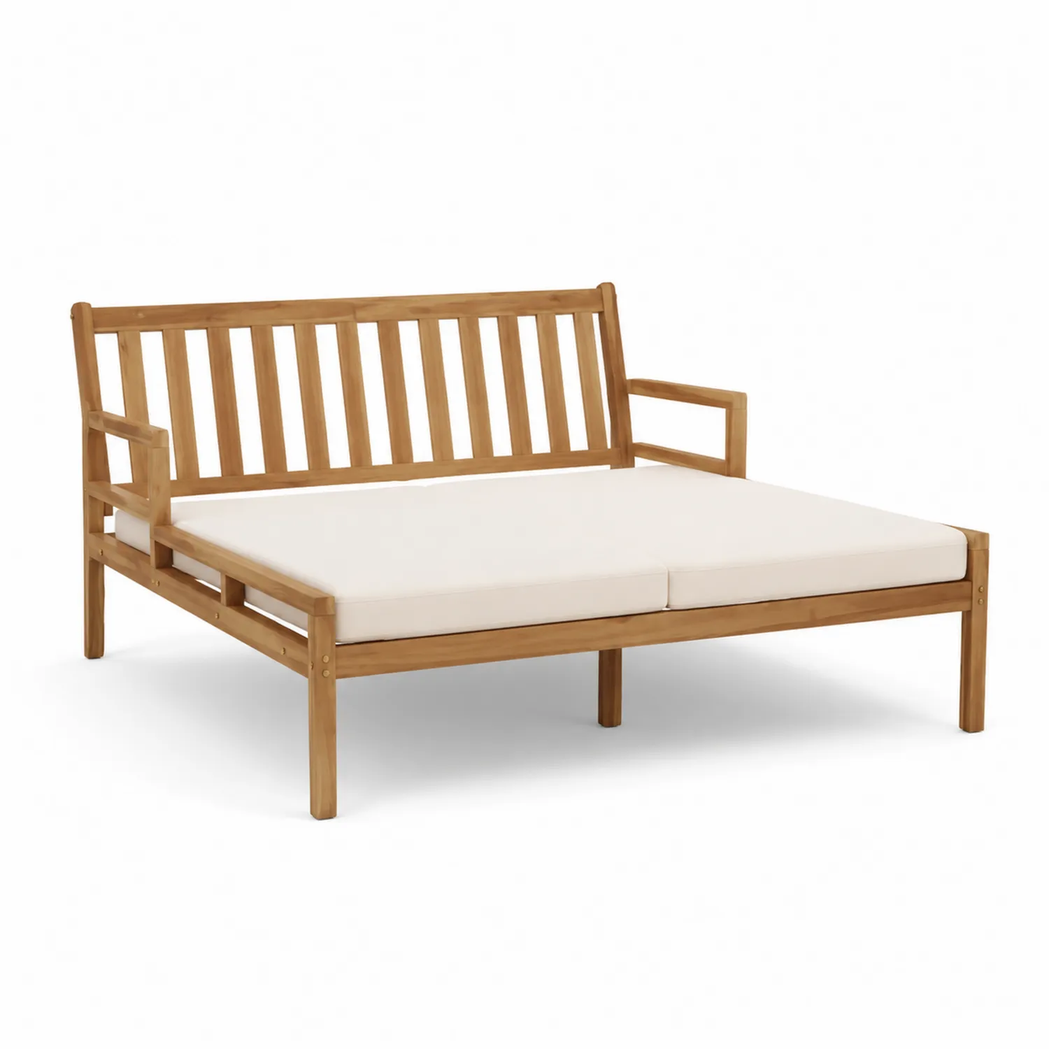 Divano da Giardino in Legno con Cuscini Crema