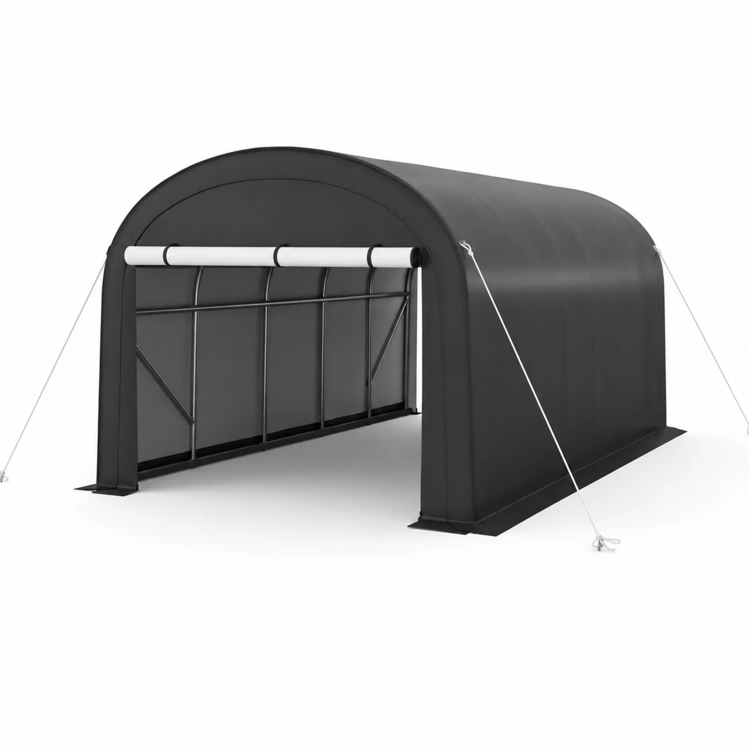 Rimessa per Auto in Metallo con Telo Impermeabile Nero 600x280x300 cm