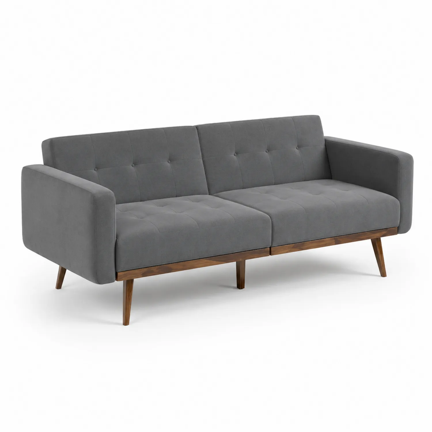 Divano Letto 3 Posti Grigio Velluto Gambe Legno