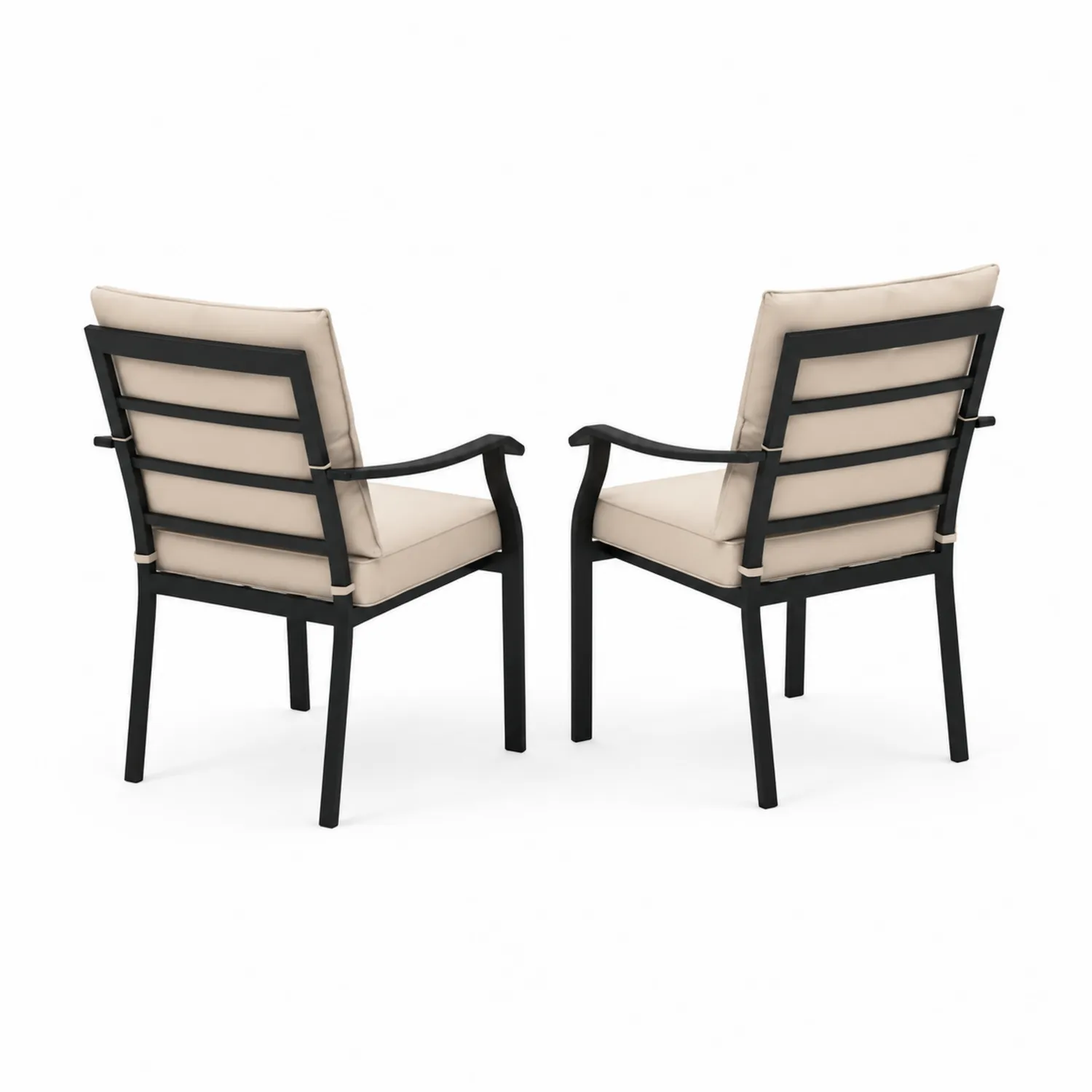 Set di 2 sedie in metallo nero con cuscini beige