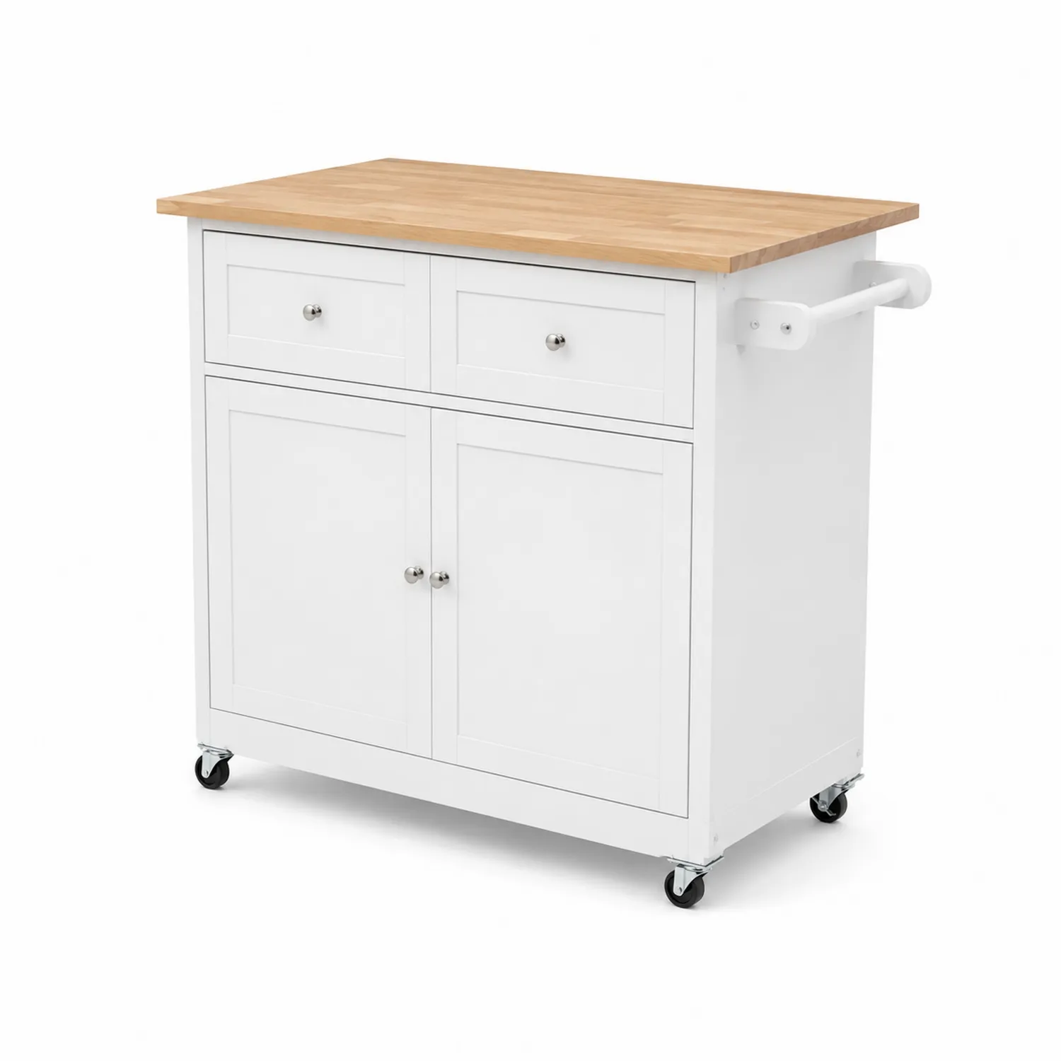 Carrello da Cucina con Piano in Rovere e Ruote