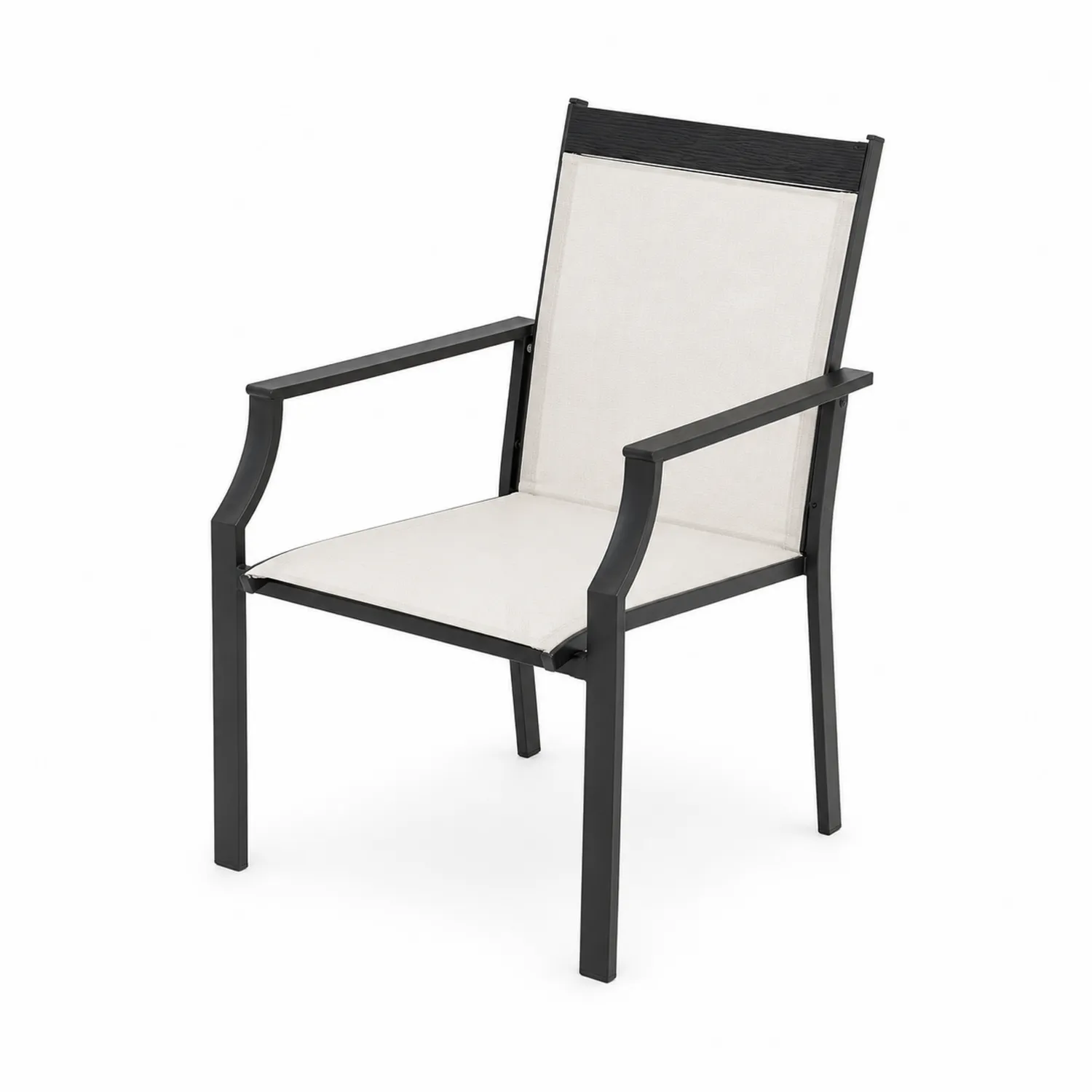 Sedia da esterno in metallo e textilene bianco 55x58x93cm