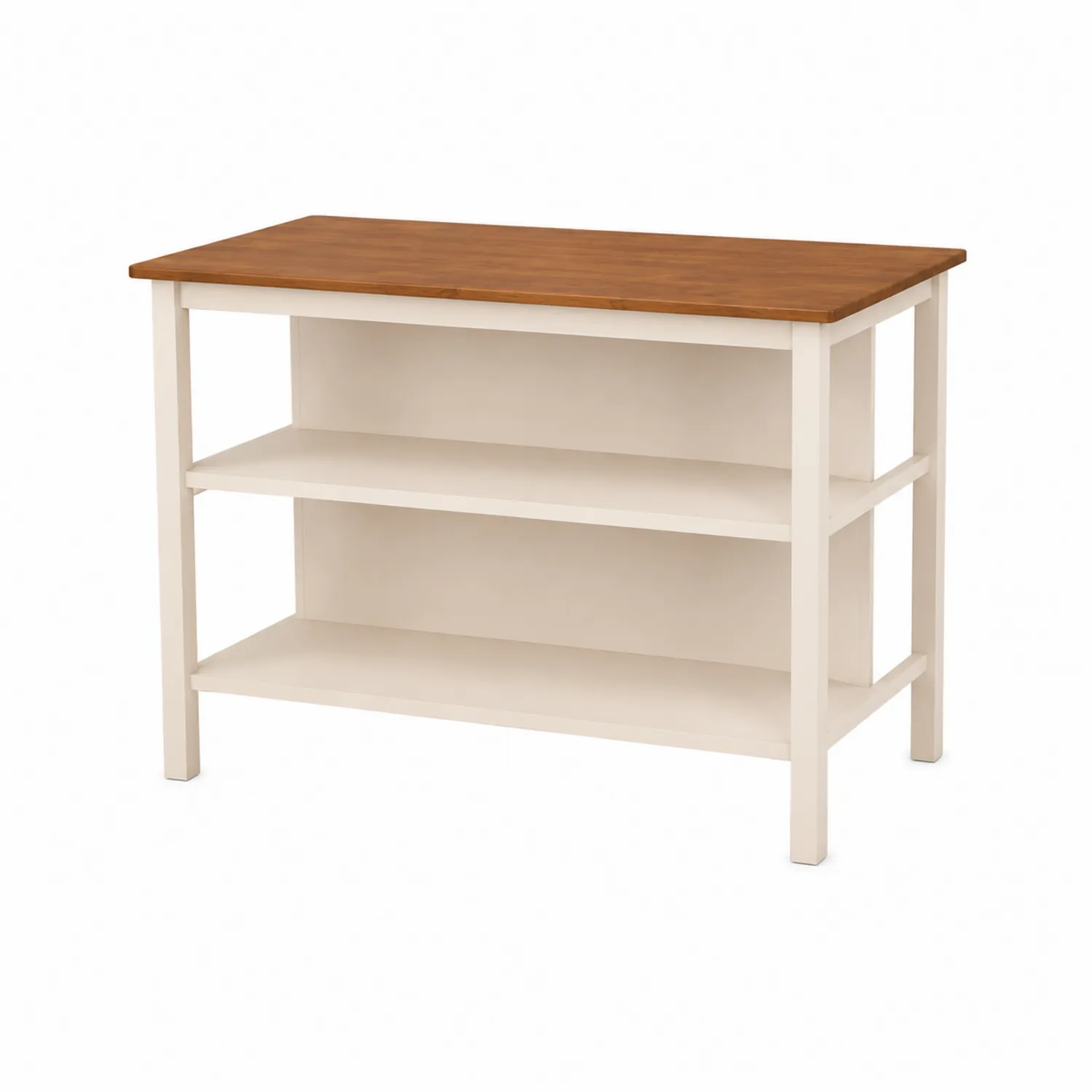 Isola cucina in legno con ripiani 120x60x90 cm Bianco/Marrone