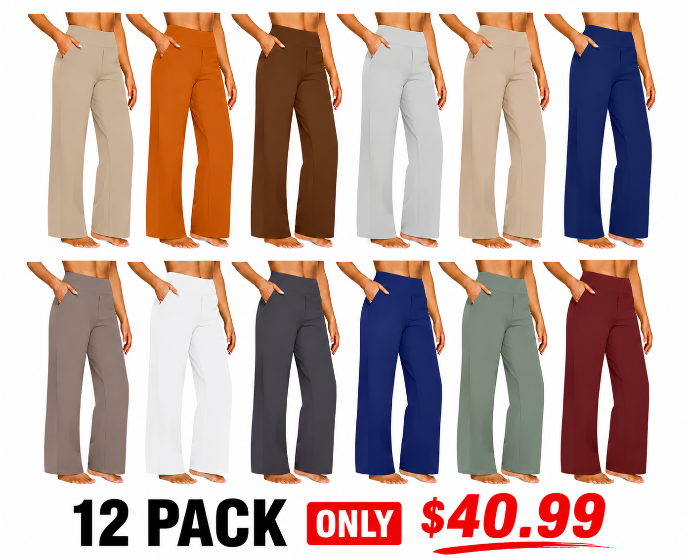 Loose High-Waist Business Casual Pants Yoga Pants Women Wide Leg Pants with Pockets Comfortable Athletic Sweatpants