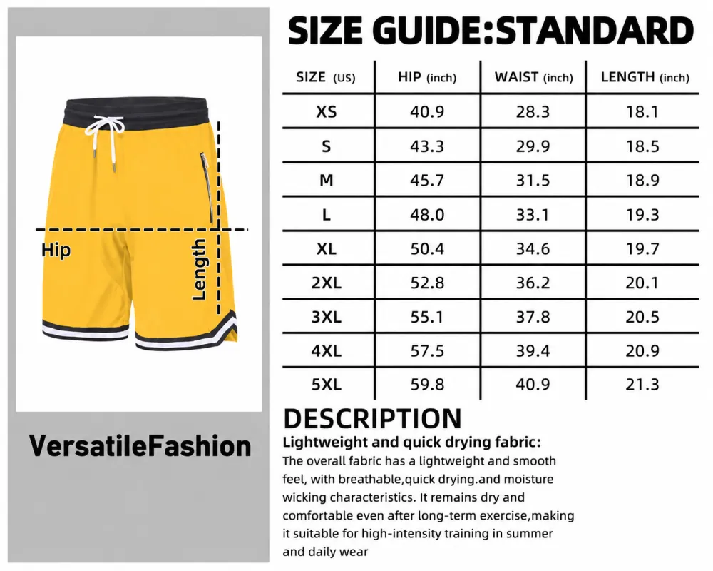 Men’s casual athletic shorts with zippered pockets