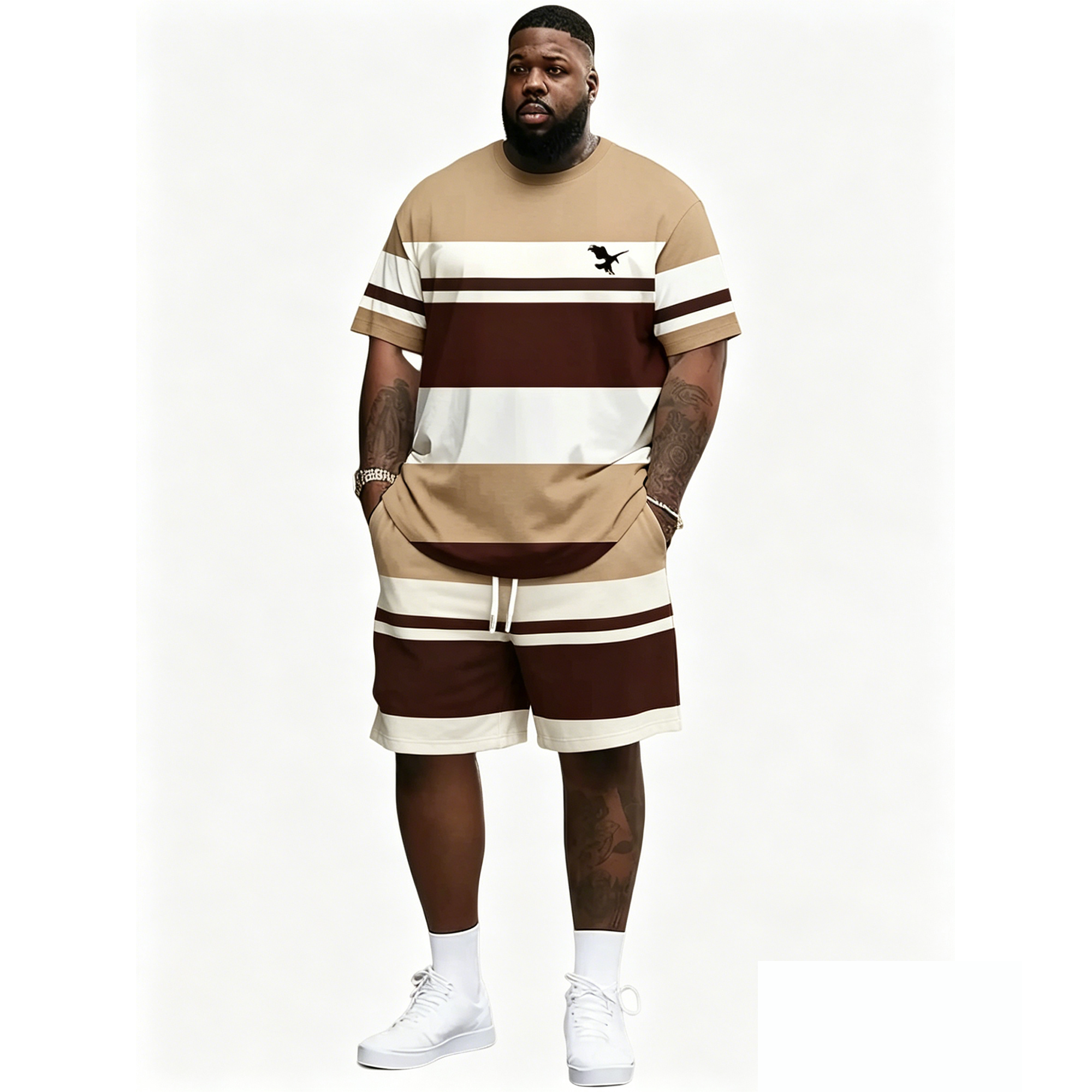 Men's Summer 2-Piece Set – Ultra-Breathable 3D Print Tee & Shorts, All-Day Comfort