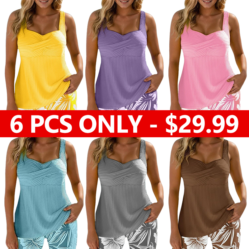 The ‘Sun-Drenched’ Tankini: Vibrant Ribbed & Floral Set