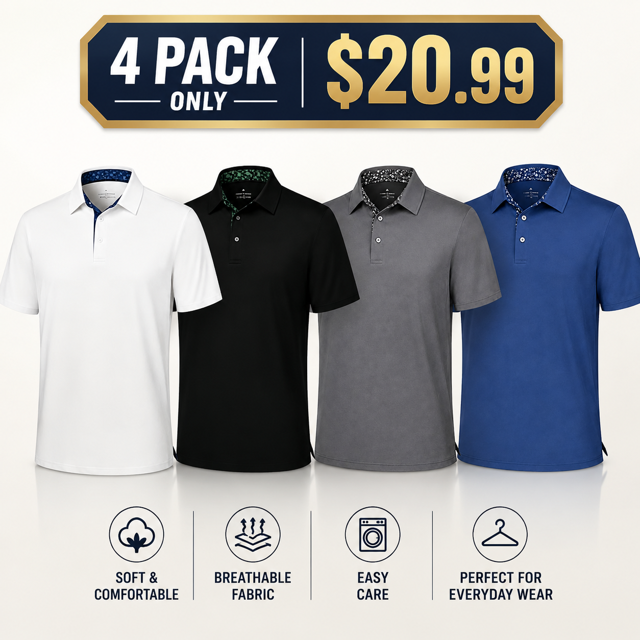 Men’s Polo Shirts - Soft Cotton, Short Sleeve Comfort