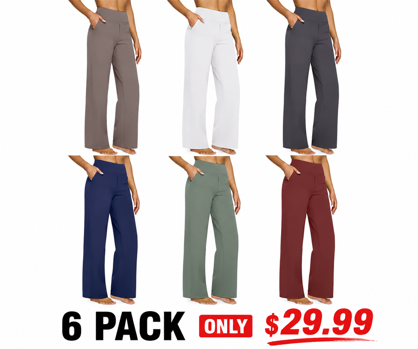 Loose High-Waist Business Casual Pants Yoga Pants Women Wide Leg Pants with Pockets Comfortable Athletic Sweatpants