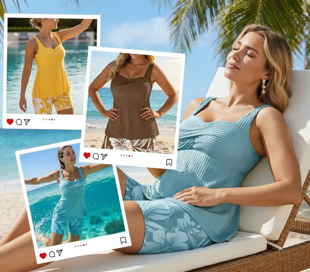 The ‘Sun-Drenched’ Tankini: Vibrant Ribbed & Floral Set