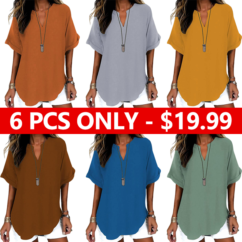 Women's Plain Short Sleeve Blouse, Casual Solid Color Top for Daily Wear, Ladies Clothes for All Seasons