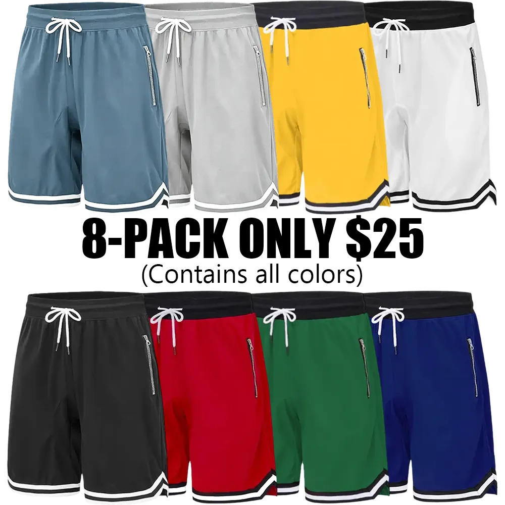 Men’s casual athletic shorts with zippered pockets