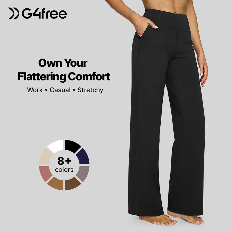 Loose High-Waist Business Casual Pants Yoga Pants Women Wide Leg Pants with Pockets Comfortable Athletic Sweatpants
