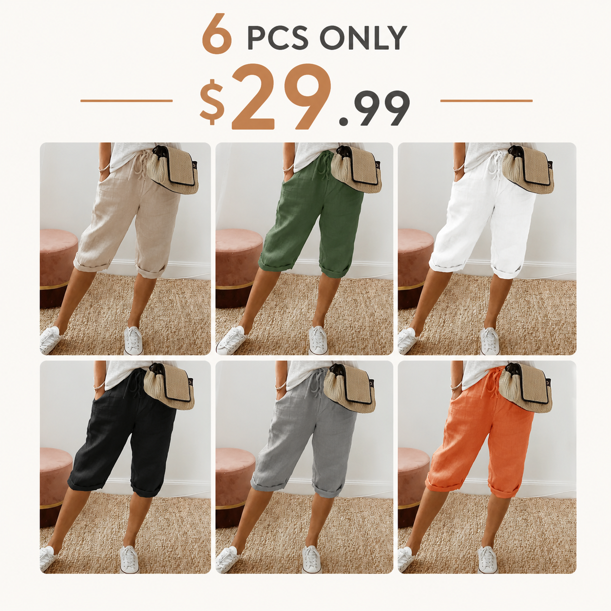 🌷🌷Time-Limited Special Price: 29.99!!⏰Women's Casual Cotton Linen Capris