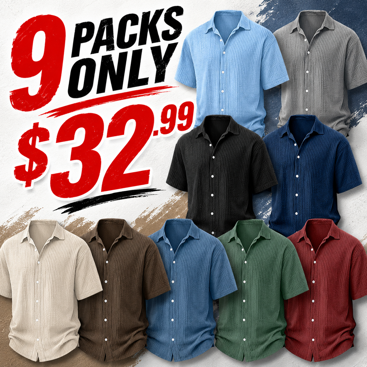 Men's Casual Loose And Comfortable Textured Short-sleeved Shirt