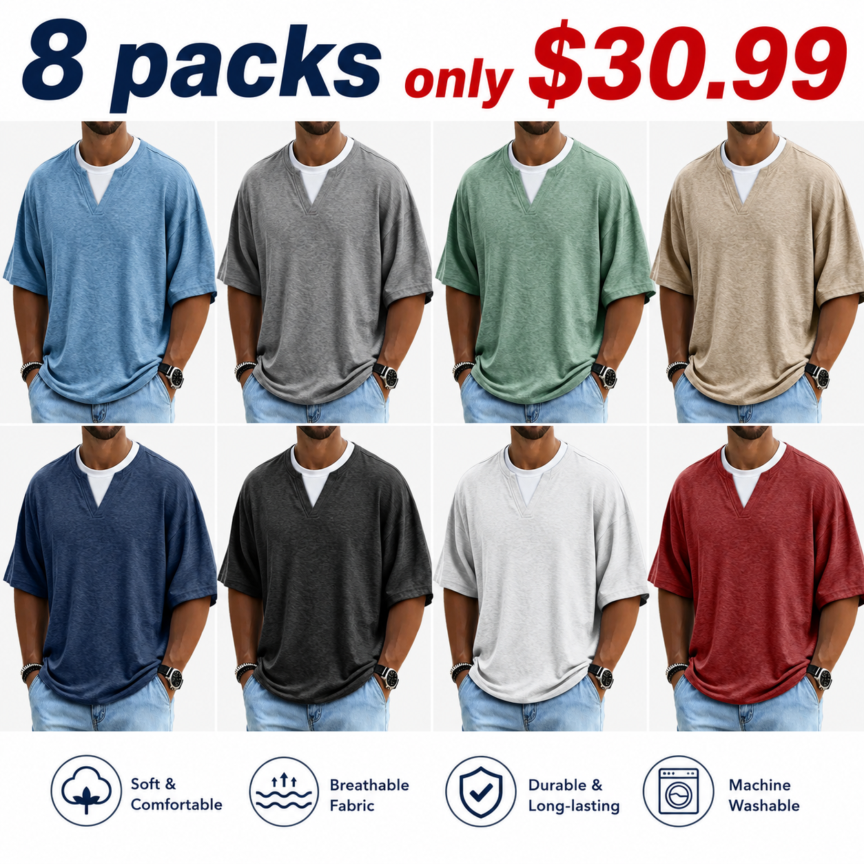 Men's Simple Faux Two-Piece Casual Comfortable Short-Sleeve T-Shirt