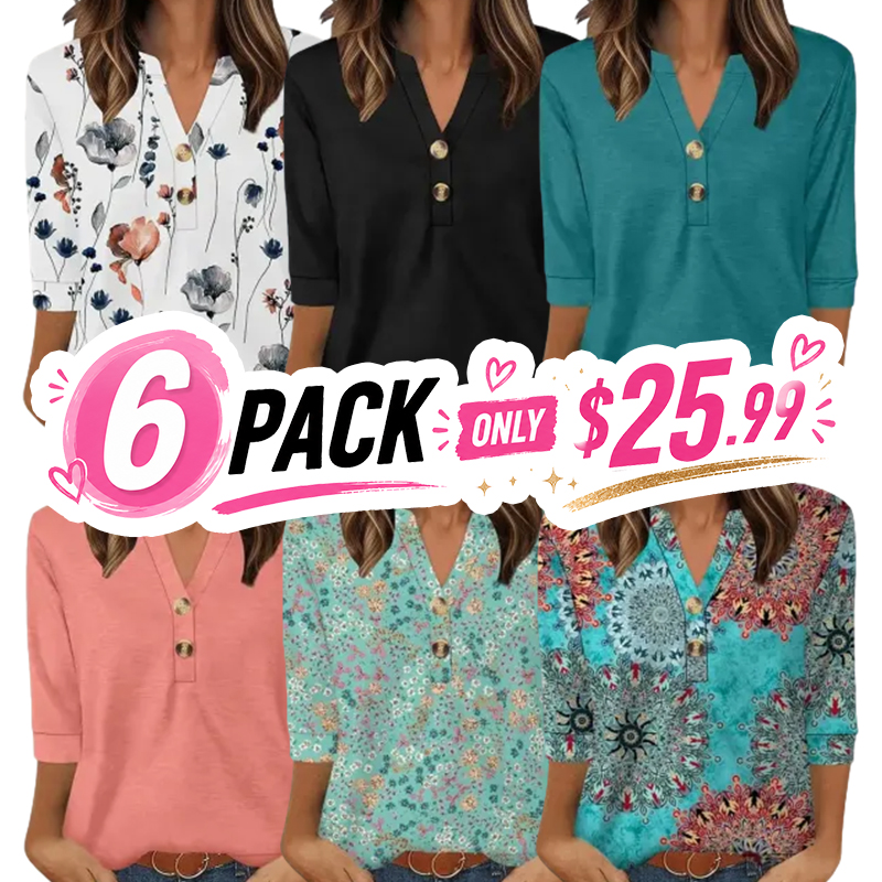3/4 Sleeve Tops Summer Outfits for Women Breathable Lightweight Blouses Air Conditioner Friendly Loose Fit Beach Vacation Girls Adjustable