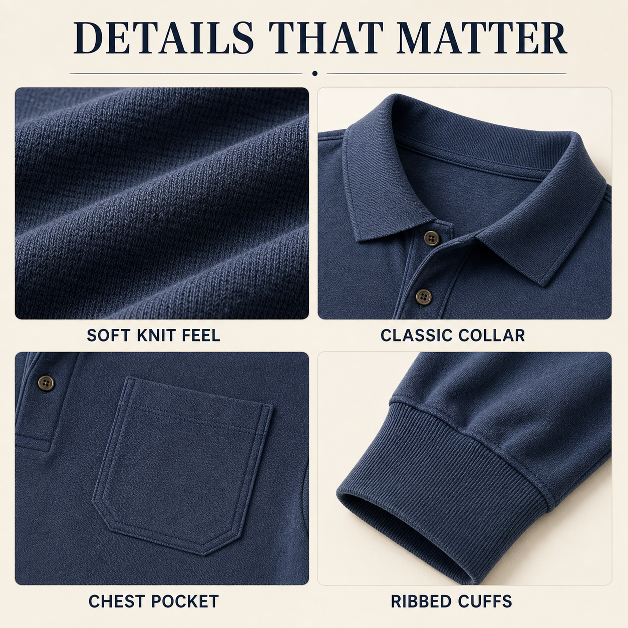 Mens pocket polo details