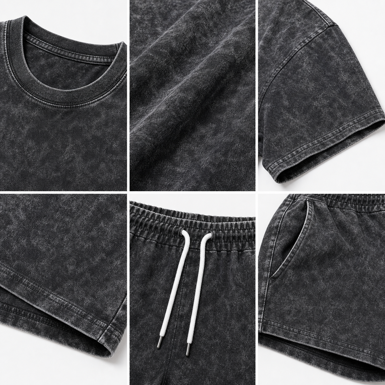 Washed tee and shorts set details