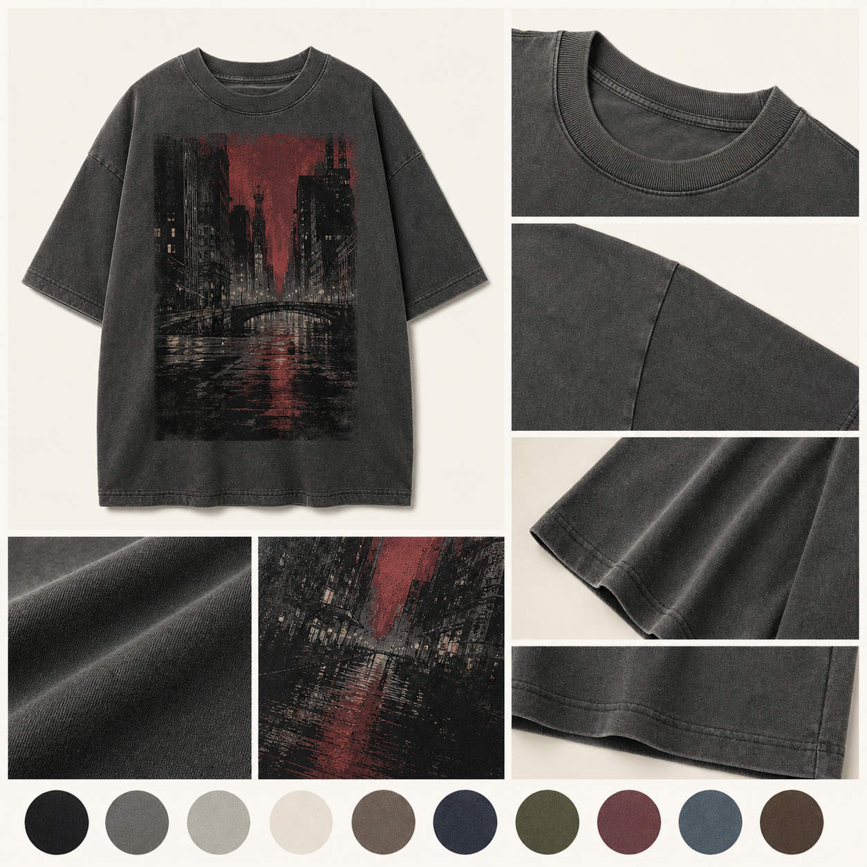 oversized graphic tee cotton collar print and stitching detail collage