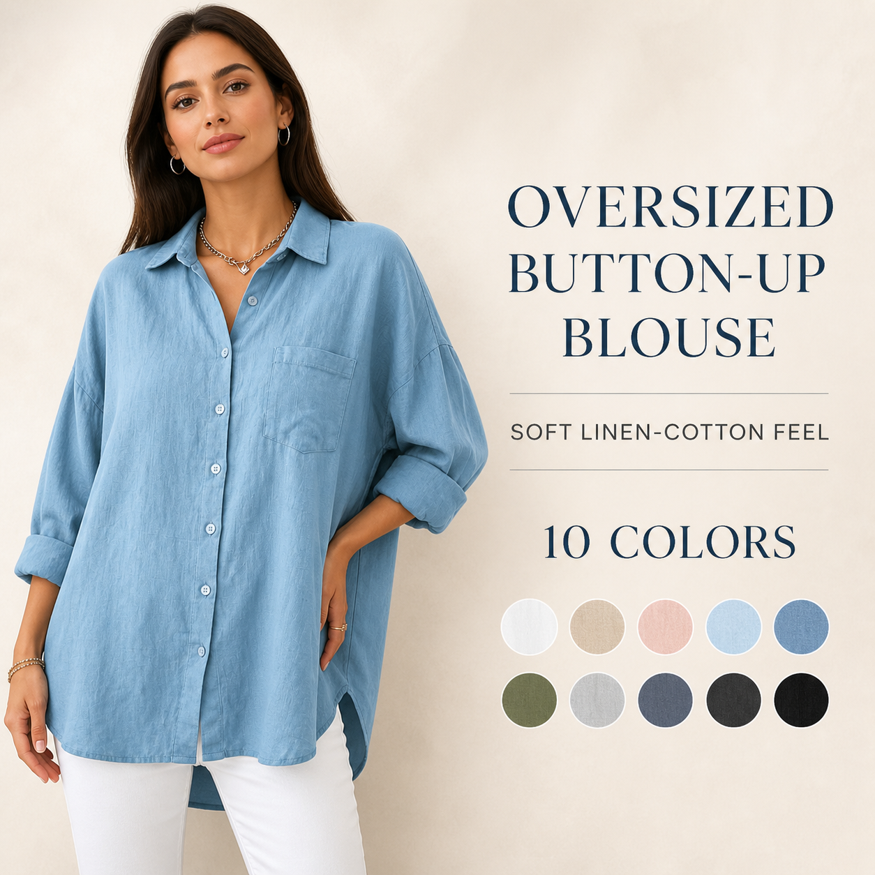 Womens oversized button up blouse