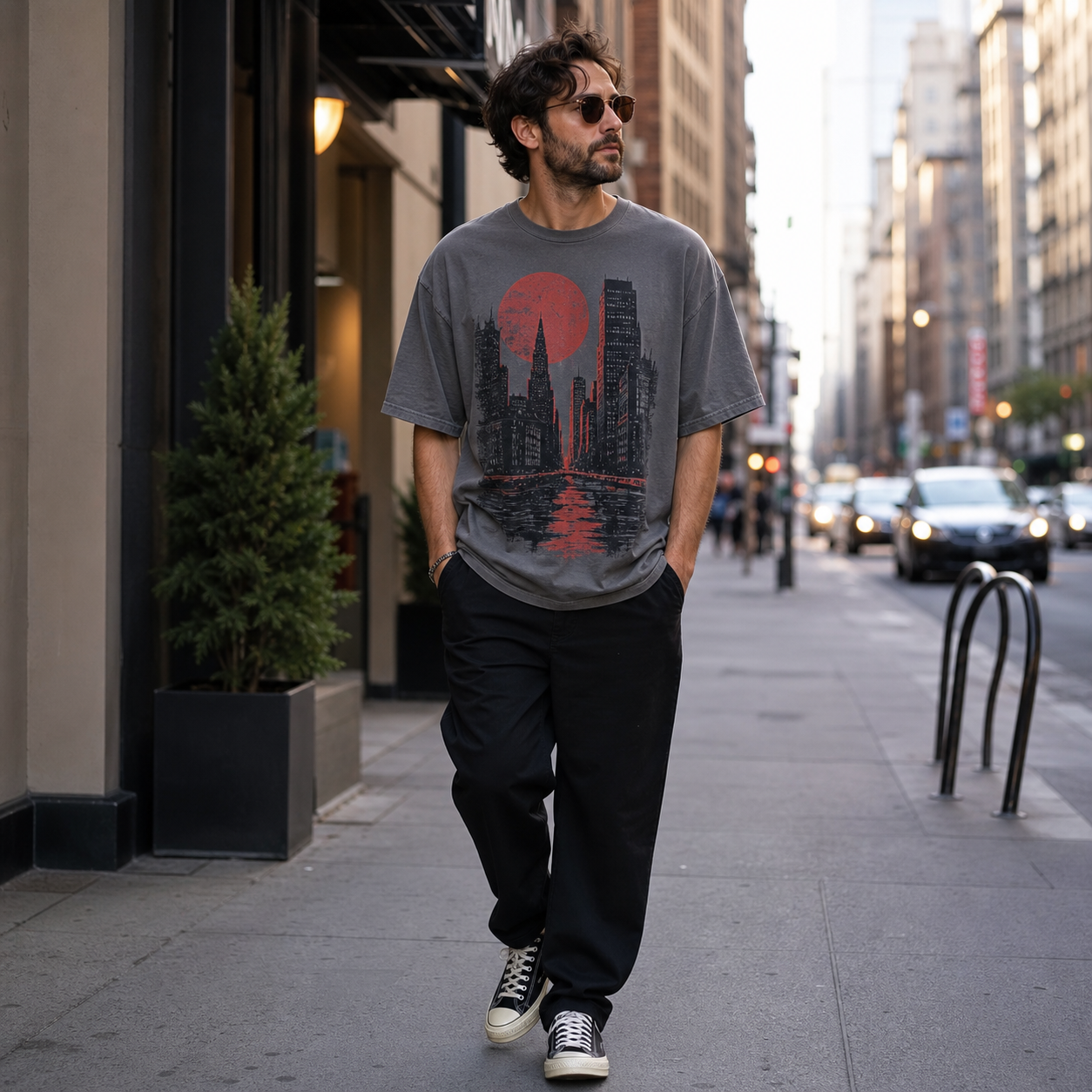 men's vintage noir graphic tee lifestyle scene