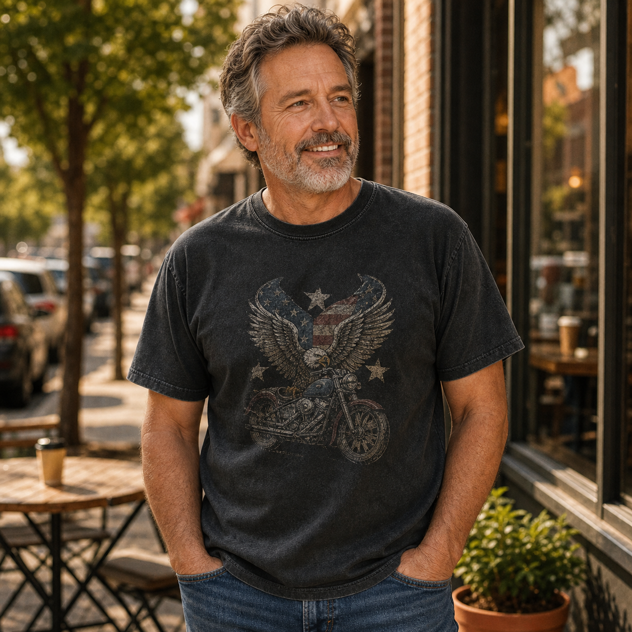 Men's vintage washed graphic tee lifestyle scene