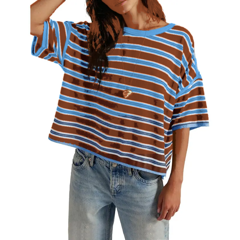 Rust Blue Stripe striped boxy tee