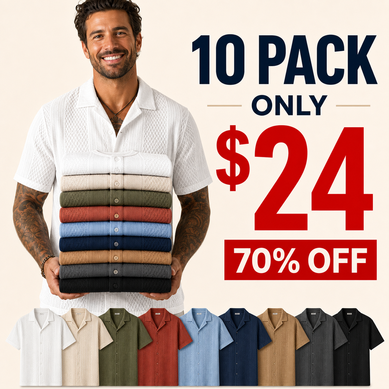 10 pack clearance men's textured knit shirt