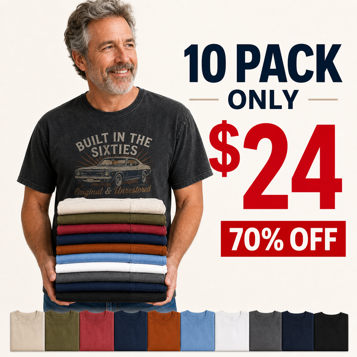 10 pack clearance men's vintage washed graphic tee